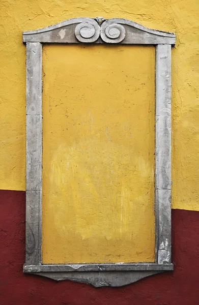 Rústico Colonial Mexicano Calle Marco Vacío Marco Piedra Pared Amarilla — Foto de Stock
