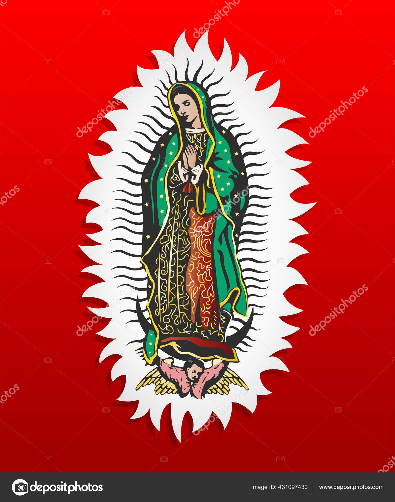 Premium Vector  Our lady of guadalupe with mexican flag of background