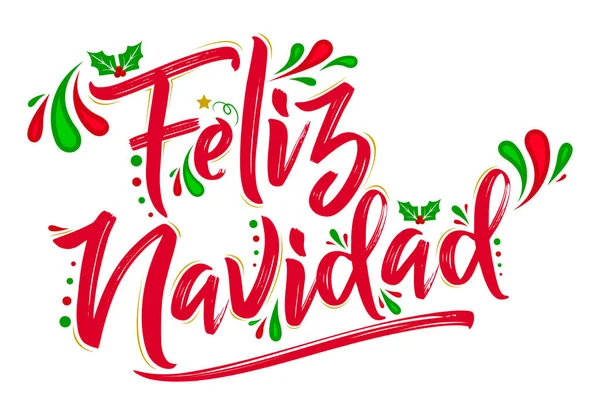 Feliz Navidad Feliz Navidad Texto Español Diseño Vacaciones — Archivo Imágenes Vectoriales