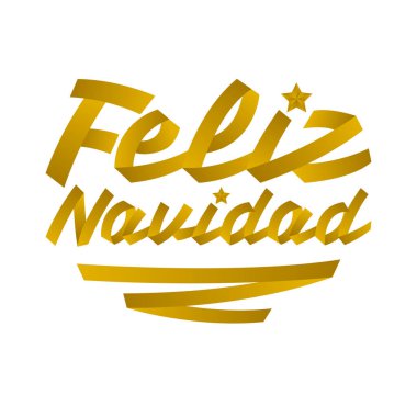 Feliz Navidad, Mutlu Noeller İspanyolca metin kurdelesi Vektör tipografik harf.