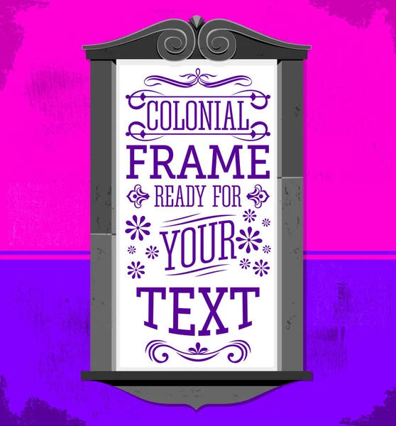 Colonial Frame Vector Illustration Ready Place Your Text Design — Stock Vector