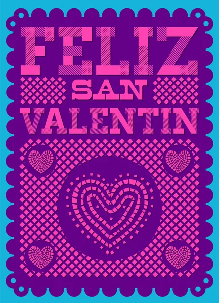 Feliz San Valentin Feliz Dia Dos Namorados Texto Espanhol Projeto — Vetor de Stock