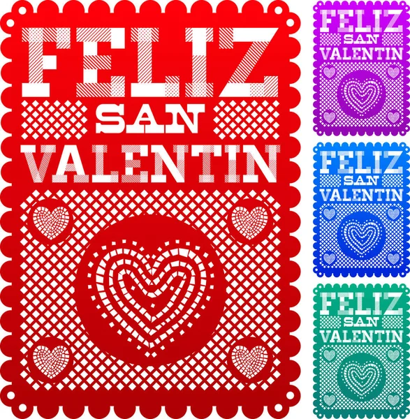 Feliz San Valentin Glad Alla Hjärtans Dag Spansk Text Vektor — Stock vektor