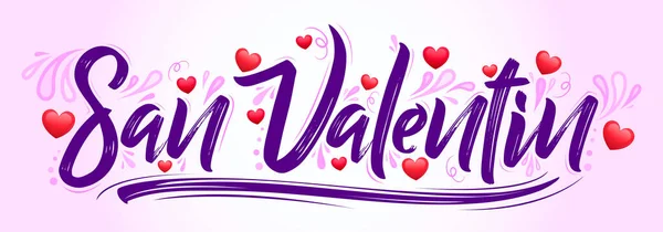 San Valentin Valentine Dia Espanhol Texto Vetor Banner Lettering Design — Vetor de Stock