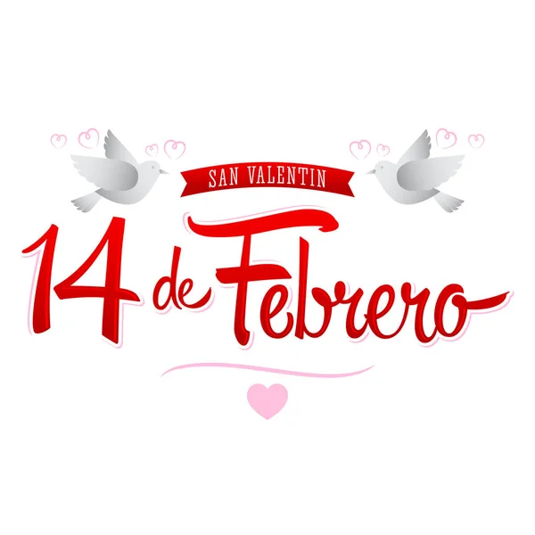 Febrero Día San Valentín Febrero Día San Valentín Texto Español — Archivo Imágenes Vectoriales