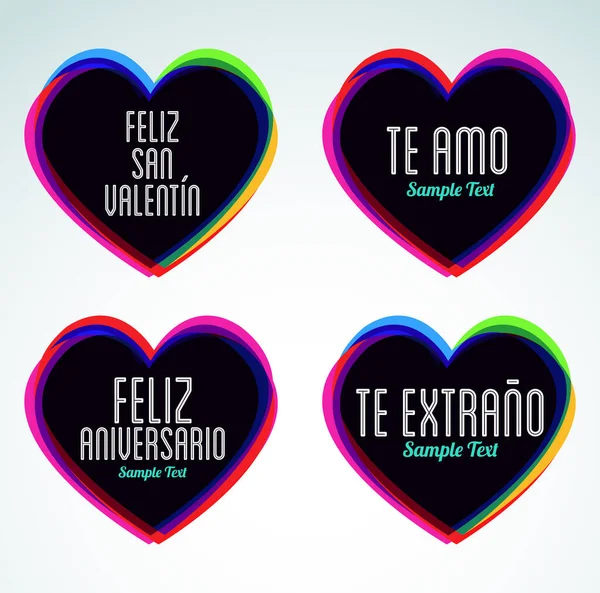 용기의 Feliz San Valentin Happy Valentines Day Spanish Language — 스톡 벡터