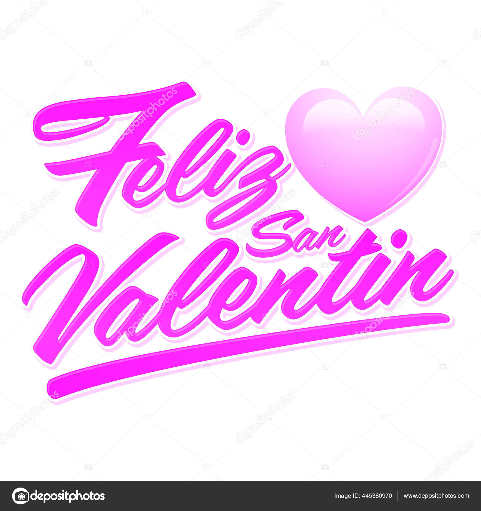 Feliz San Valentin Happy Valentines Spanish Text Vector Lettering Stock