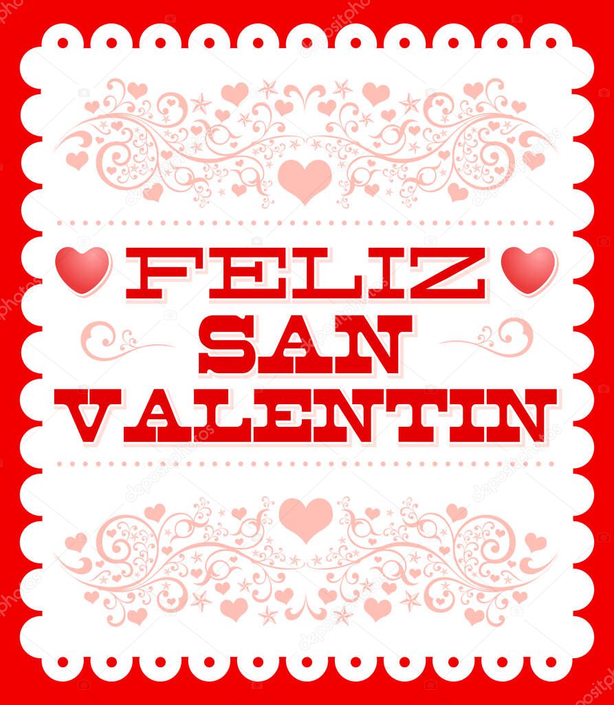 Feliz Día San Valentín Feliz Día San Valentín Español Diseño Vector de  stock por ©julioaldana 445381500, image size:893x1024