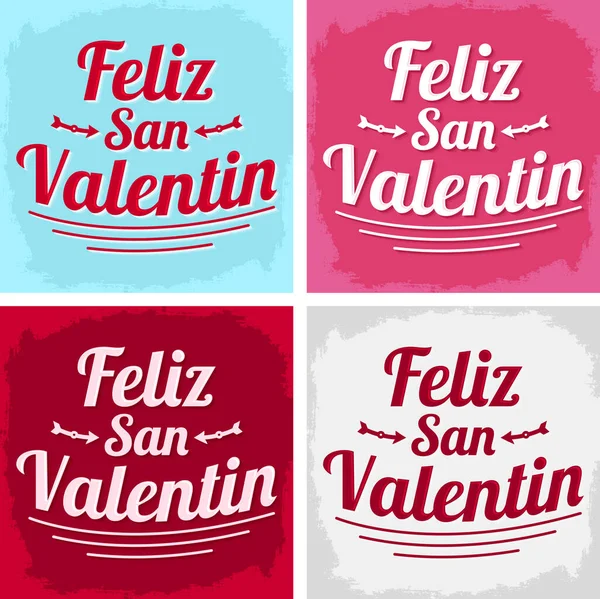 Feliz San Valentín Feliz Día San Valentín Español Vector Set — Vector de stock