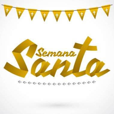 Semana Noel Baba, Kutsal Hafta İspanyolca metin kurdelesi vektör harfleri