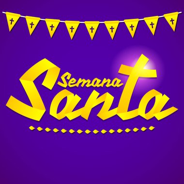 Semana Noel Baba, Kutsal Hafta İspanyolca metin kurdelesi vektör harfleri