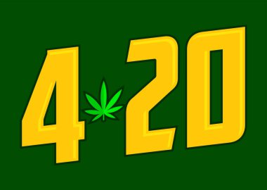 420 Cannabis Day Time, Marijuana Leaf vektör tasarımı.