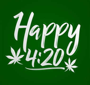 Mutlu 4: 20 Marihuana Yaprağı, Kenevir kutlama vektör harfleri tasarımı, 20 Nisan.