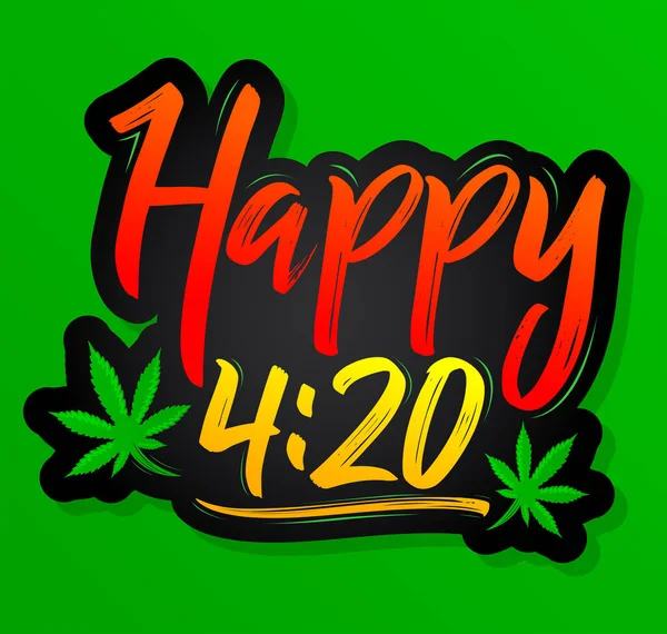 Mutlu 4: 20 Marihuana Yaprağı, Kenevir kutlama vektör harfleri tasarımı, 20 Nisan.