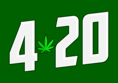 420 Cannabis Day Time, Marijuana Leaf vektör tasarımı.