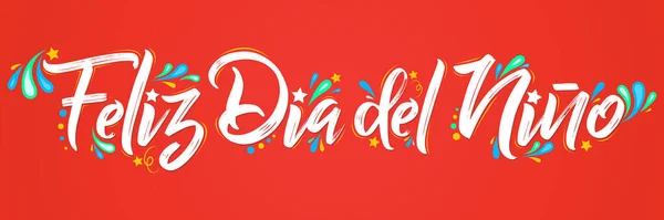 Feliz Dia Del Nino Feliz Dia Das Crianças Texto Espanhol —  Vetores de Stock