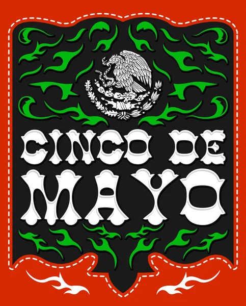 Cinco Mayo Design Med Mexikanska Patriotiska Emblem — Stock vektor
