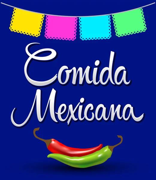 Comida Mexicana Mexican Food Spanish Text Vector Design — Stockový vektor