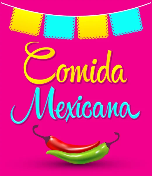 Comida Mexicana Mexican Food Spanish Text Vector Design — 스톡 벡터