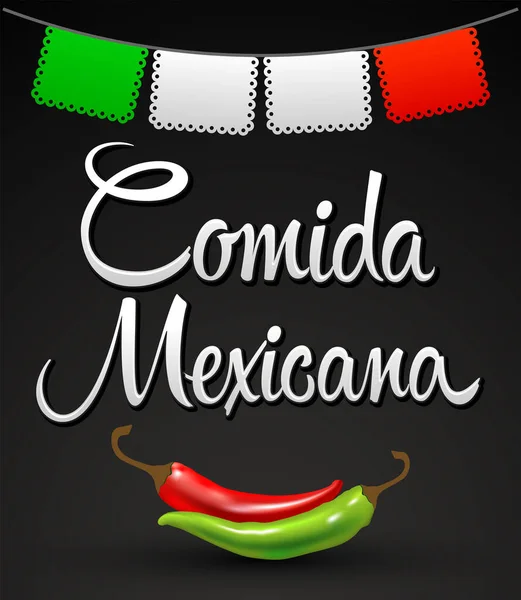 Comida Mexicana Mexican Food Spanish Text Vector Design — Vetor de Stock