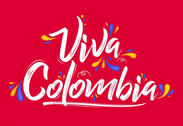 Viva Colombia Live Colombia Texto Español Patriótica Bandera Colombiana Colores — Vector de stock