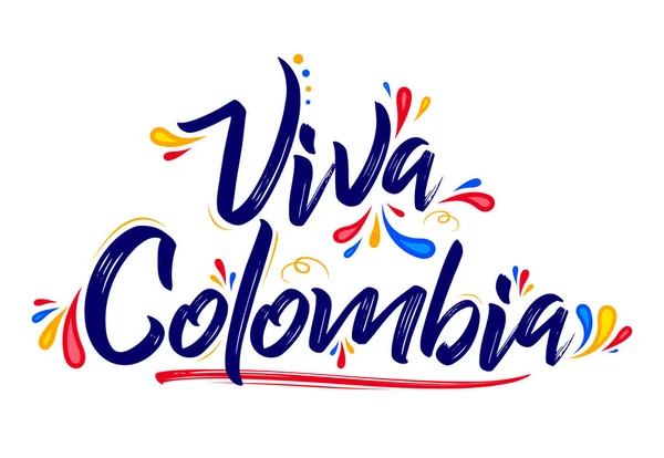 Viva Colombia Live Colombia Spanish Text Patriotic Colombia Flag Color — 스톡 벡터