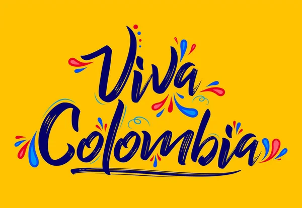 Viva Colombia Live Kolumbien Spanischer Text Patriotisch Kolumbianische Flagge Farben — Stockvektor