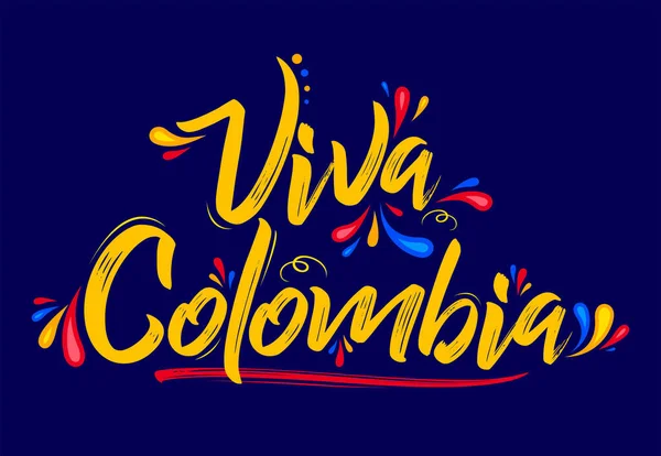 Viva Kolumbia Élő Kolumbiai Szöveg Hazafias Kolumbiai Zászló Színek Vektor — Stock Vector