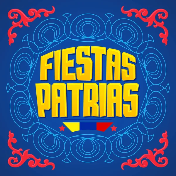 Fiestas Patrias National Holidays Spanish Text Kolombiya Temalı Vatansever Bayrak — Stok Vektör