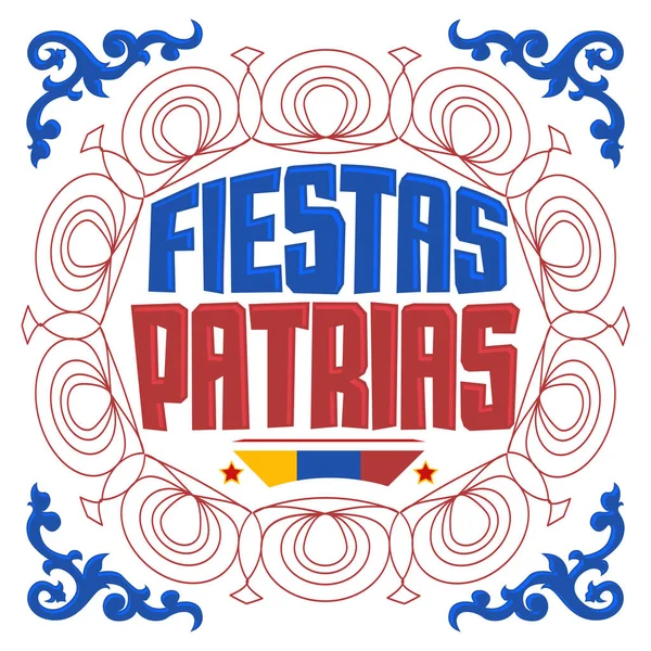 Fiestas Patrias National Holidays Spanish Text Kolombiya Temalı Vatansever Bayrak — Stok Vektör