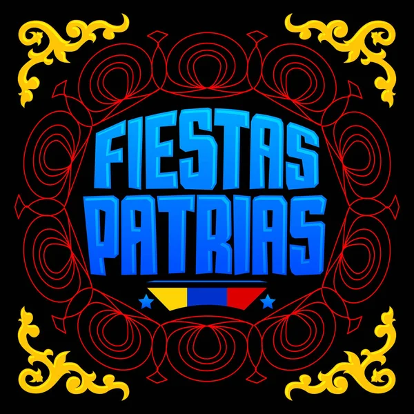 Fiestas Patrias National Holidays Spanish Text Kolombiya Temalı Vatansever Bayrak — Stok Vektör