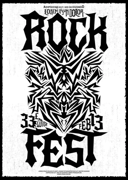 Hardcore Rock Fest Plantilla Póster Diseño Metal Festival Post — Vector de stock