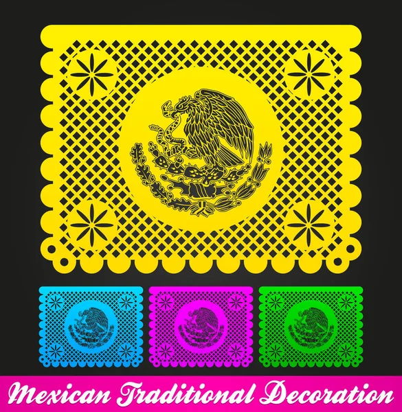 Mexican Traditional Street Holiday Decoration Vector Illustration Set — Vettoriale Stock