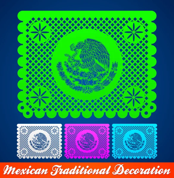 Decoración Tradicional Mexicana Vacaciones Callejeras Conjunto Ilustración Vectorial — Archivo Imágenes Vectoriales