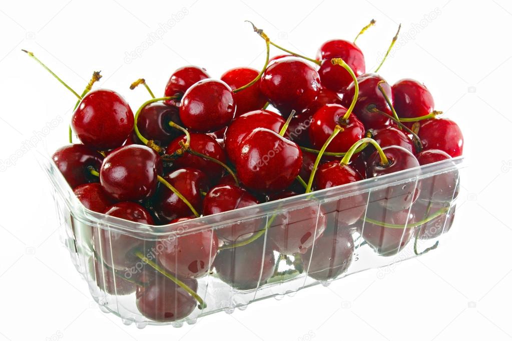 Fresh cherries in box Stock Photo by ©arskajuhani 107259896