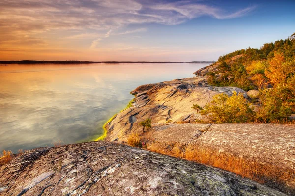 Strand mit Sonnenuntergang — Stockfoto