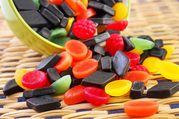 Mixed colorful candies on table — Stock Photo, Image