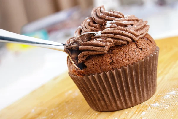 Home baked chocolate cupcake — Stock Photo, Image