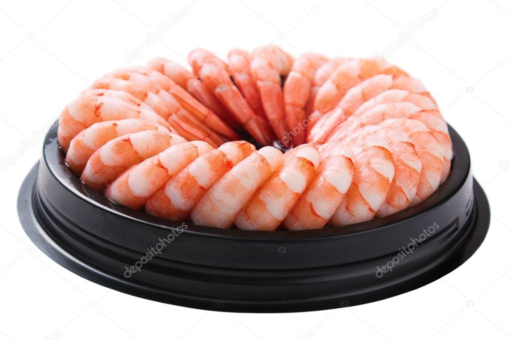 Shrimp ring on plastic platter