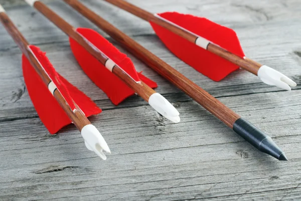 Wooden archery arrows with plastic nocks — Stock Photo, Image