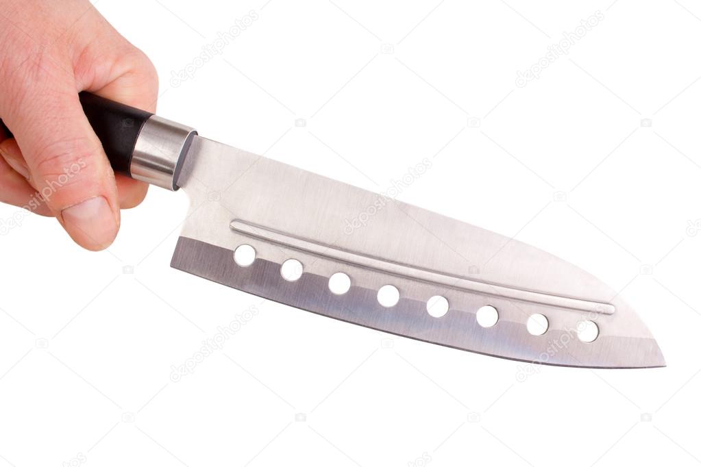 Kitchen knife with holes in blade