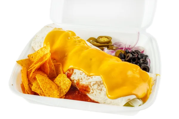 Burrito with cheese sauce — Stock Photo, Image