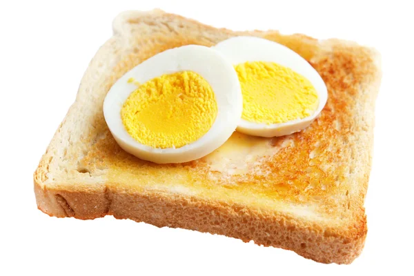 Toasted bread with boiled egg — Stock Photo, Image