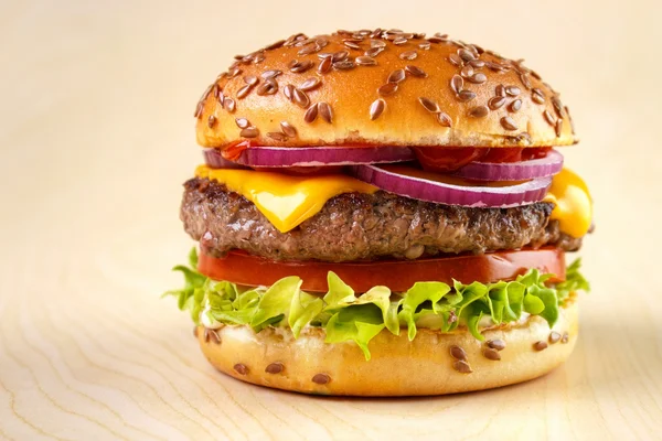 Burger with flax seeds — Stock Photo, Image