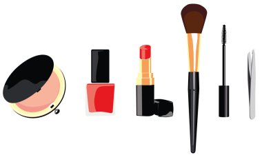 Beyaz arka plan üzerinde ayarla vektör makyaj