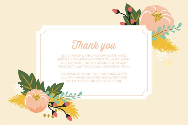 Thank you card with floral design after wedding. Vector design — Stock Vector