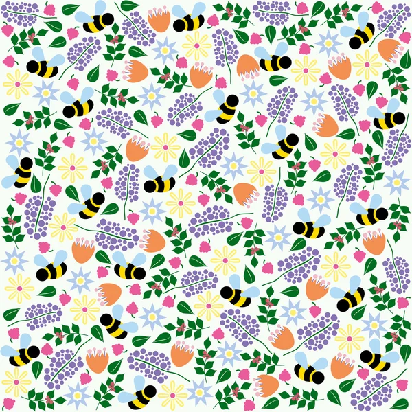 Floral διάνυσμα και μέλισσα μοτίβο — Διανυσματικό Αρχείο