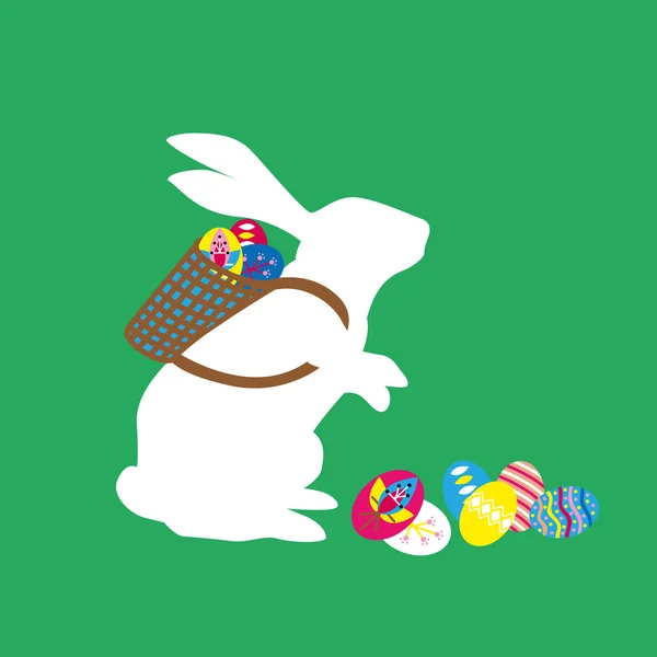 Easter bunny Paskalya yumurtaları sırtında sepeti ile