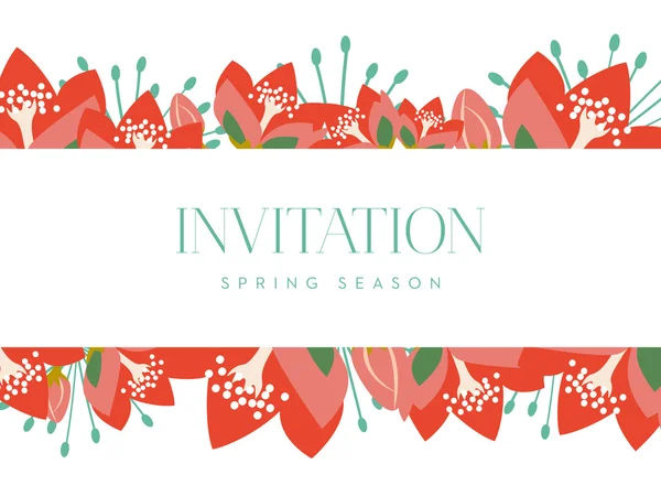 Tarjeta de invitación con banner blanco y fondo floral — Vector de stock