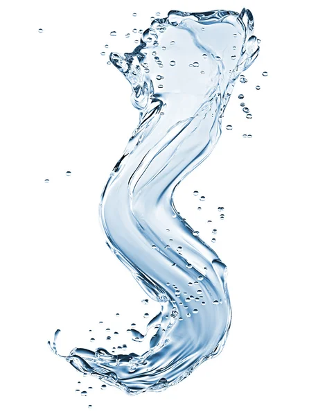 Blue Water with drops and splash isolated on white background. — Stock Photo, Image